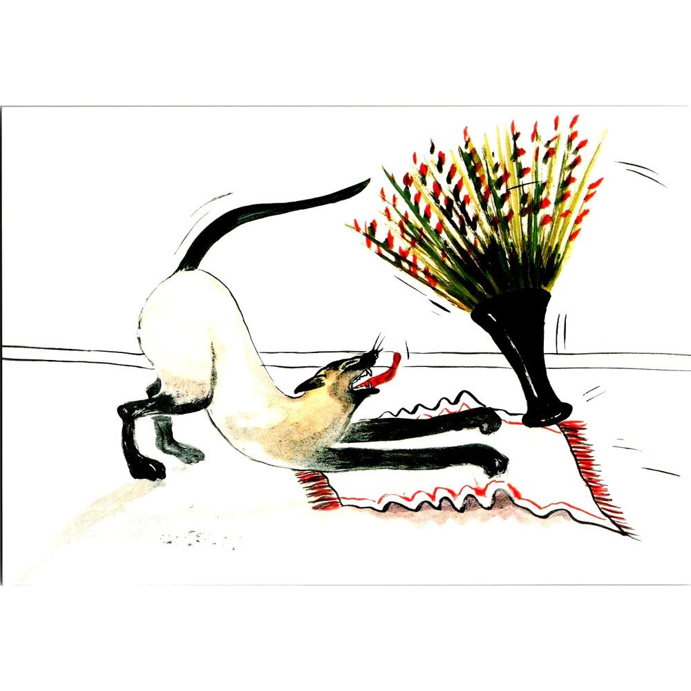 Postcard Cat Cartoon She is so bored by Ystim Matt Finish Unposted  6 x 4"